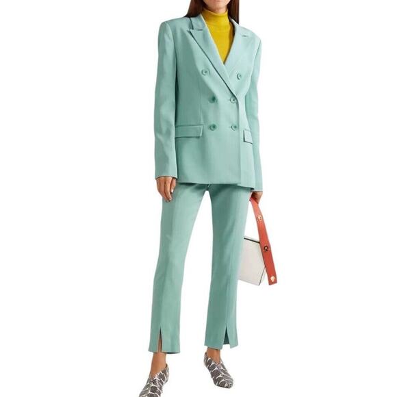 Tibi Steward Oversized Double Breasted Blazer Size 2 Seafoam Green Stretch Crepe - Picture 16 of 16